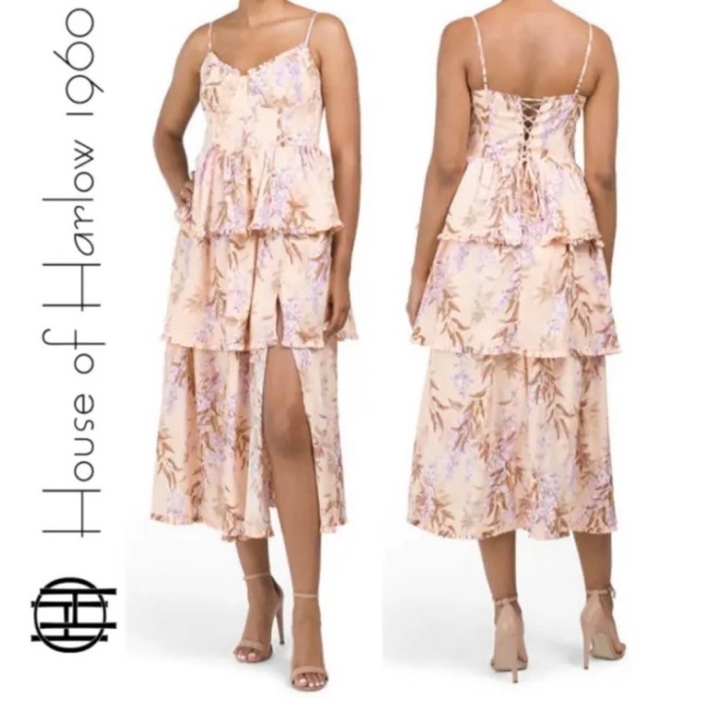 House of Harlow 1960 xs ruffle tiered corset dress